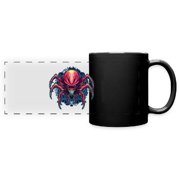 Buntes abstraktes Spinnen Design Spinnentiere - Panorama-Tasse farbig - Schwarz - Vorne