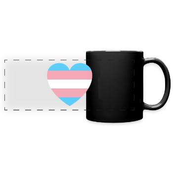 Trans Pride Flagge Herzform, Transgender - Panorama-Tasse farbig - Schwarz - Vorne