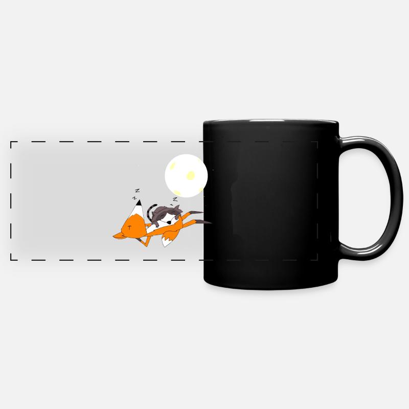 Fox et le raton laveur sommeil - Mug panoramique uni - noir