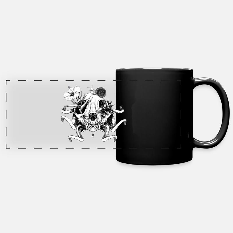 Le crâne les fleurs et l'escargot - Mug panoramique uni - noir