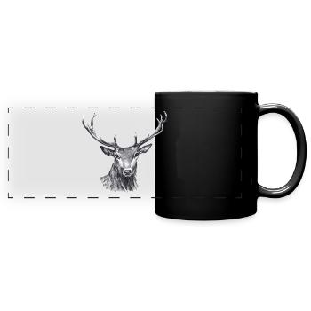 cerf - Mug panoramique uni - noir - Devant