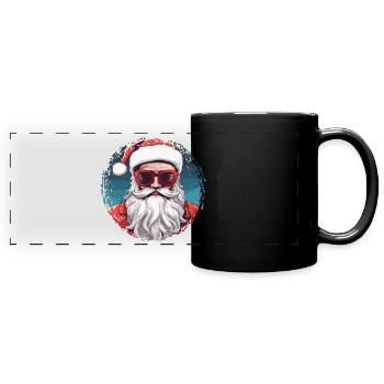 Frohe Weihnachten - Panorama-Tasse farbig - Schwarz - Vorne