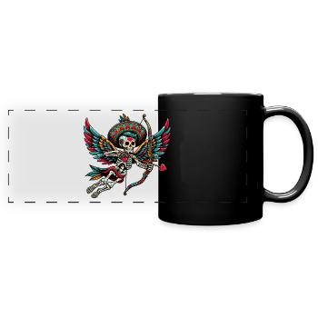 Cupid's arrow brings hearts together - Full Colour Panoramic Mug - black - Front