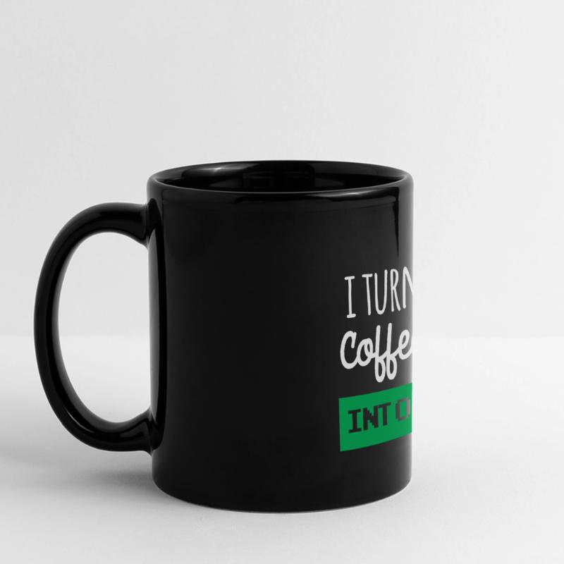 I turn coffee into developer code Full Colour Panoramic Mug