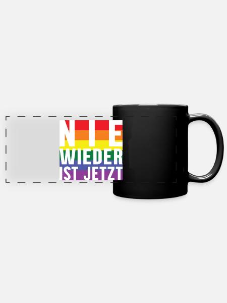 Nie wieder Schriftzug Pride - Panorama-Tasse farbig - Schwarz