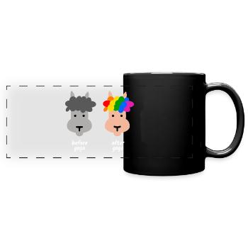 Alpaga coloré lama yoga - Mug panoramique uni - noir - Devant