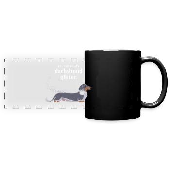 Dachshund Glitter Lustiges Hundedesign - Panorama-Tasse farbig - Schwarz - Vorne