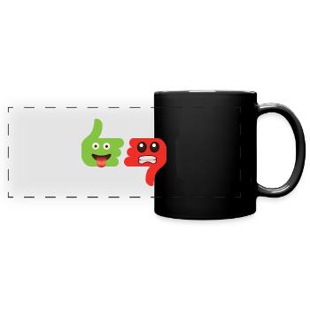 Emoticone gefällt mir, ich mag es nicht. - Panorama-Tasse farbig - Schwarz - Vorne
