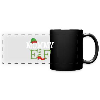 Mommy Elf - Mama der Weihnachts-Elf - Panorama-Tasse farbig - Schwarz - Vorne