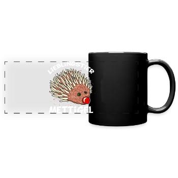 Lieblingstier Mettigel Hackfleisch Hack Igel - Panorama-Tasse farbig - Schwarz - Vorne