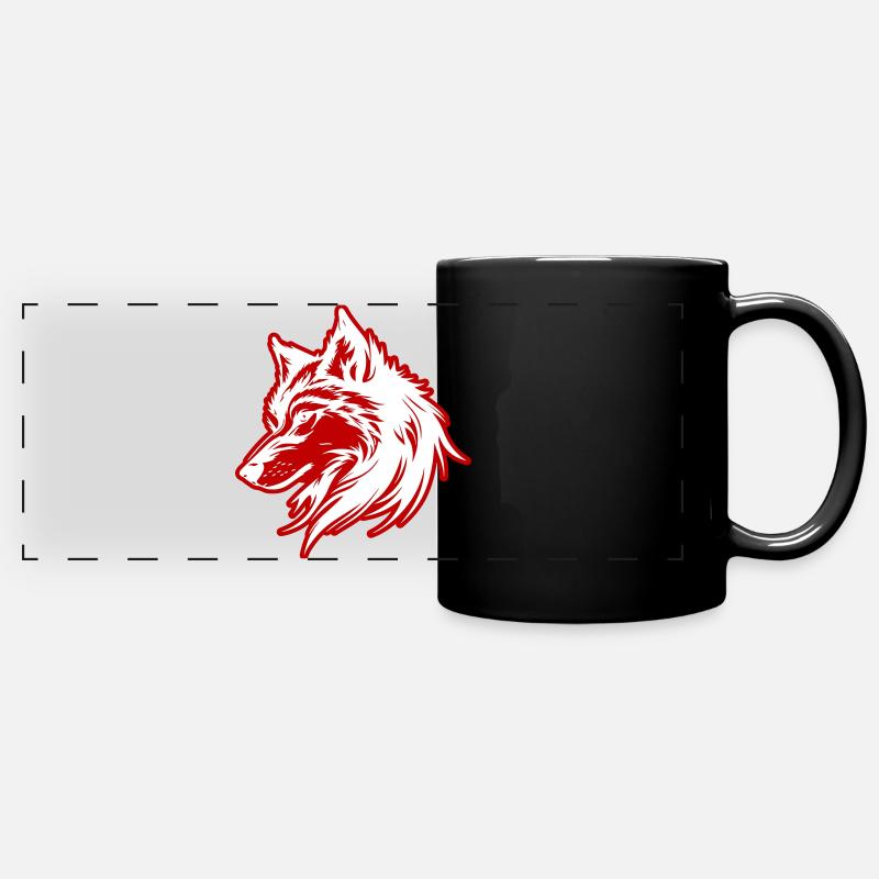 Silhouette de loup - Mug panoramique uni - noir