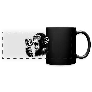 Affen Orchester Sänger mit vintage Mikrofon - Panorama-Tasse farbig - Schwarz - Vorne