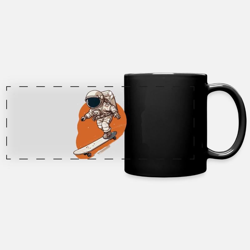 Astronaut Skateboarder in Orbit - Full Colour Panoramic Mug - black