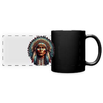 Amerikanisch, Indianer, Amerikaner - Panorama-Tasse farbig - Schwarz - Vorne