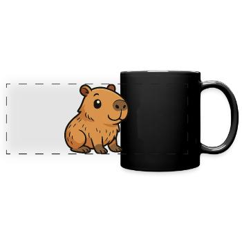 Cute Cartoon Capybara, cuteand chill - Full Colour Panoramic Mug - black - Front