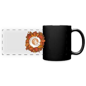 Leaves are Falling, Coffee is Calling - Full Colour Panoramic Mug - black - Front