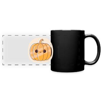 Citrouille kawaii lumineuse - Mug panoramique uni - noir - Devant
