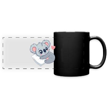 Cuddly Koala on Pastel Cushion - Full Colour Panoramic Mug - black - Front