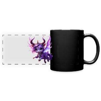 Dragon violet avec couronne - Mug panoramique uni - noir - Devant