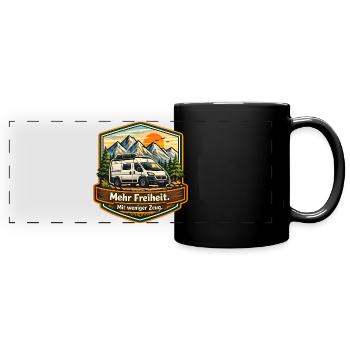 Camping-More Freedom-With Less Stuff-Camper - Full Colour Panoramic Mug - black - Front
