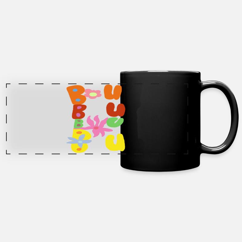 Bubble Bloom Groovy Buchstaben - Panorama-Tasse farbig - Schwarz