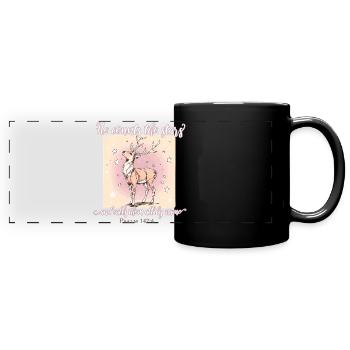Hirsch Christlich - Panorama-Tasse farbig - Schwarz - Vorne