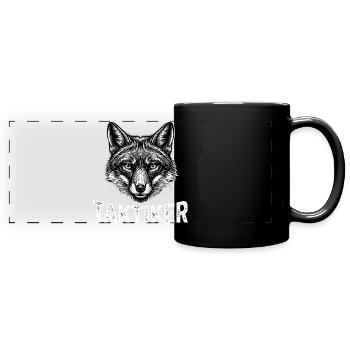 Taktiker – Schlauer Fuchs - Panorama-Tasse farbig - Schwarz - Vorne