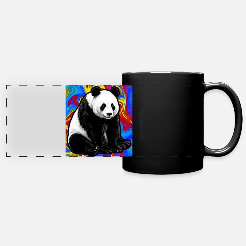 Panda - Panorama-Tasse farbig - Schwarz