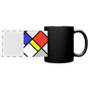 Mondrianische Geometrische Ebenen - Panorama-Tasse farbig - Schwarz - Vorne