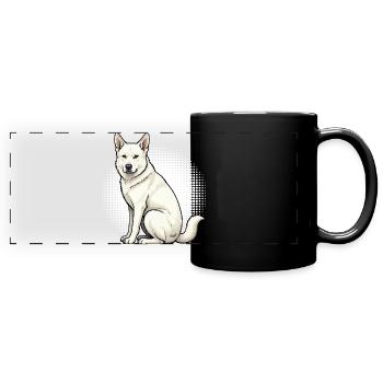 Weißer Schäferhund Schäferhund Schäferhunde - Panorama-Tasse farbig - Schwarz - Vorne