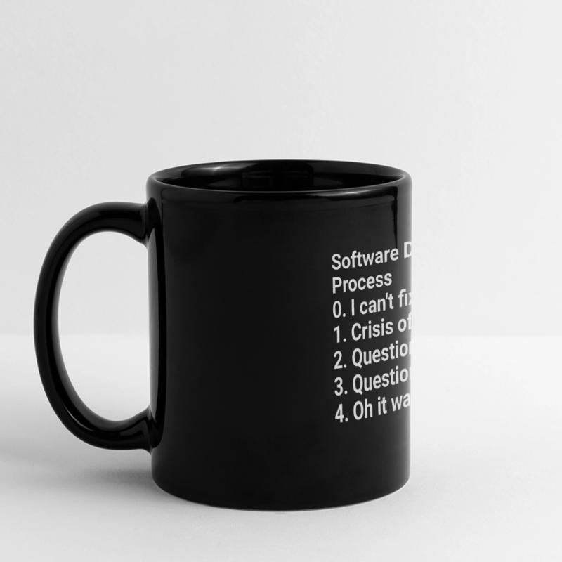 Software Development Process: Crisis to Typo! #Cod Panorama-Tasse farbig