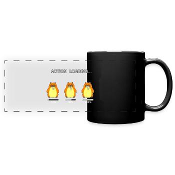 Action loading... (whiteline) - Panorama-Tasse farbig - Schwarz - Vorne