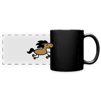 Pferd springt 2 - Panorama-Tasse farbig - Schwarz - Vorne