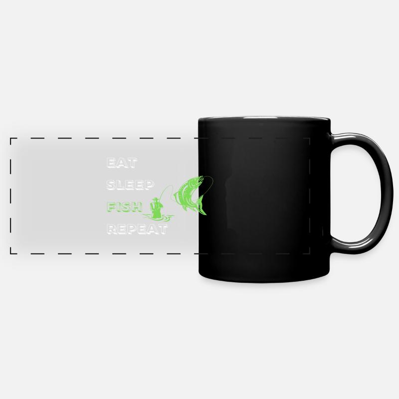 Eat Sleep Fish Repeat - Full Colour Panoramic Mug - black