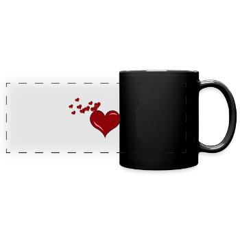 ein Herz für Dich - Panorama-Tasse farbig - Schwarz - Vorne