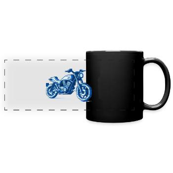 8 Bit Naked Bike Motorrad für Biker und Bikerinnen - Panorama-Tasse farbig - Schwarz - Vorne