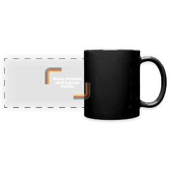 Keine Antwort sind 2 graue Haken | Shirt, Idee - Panorama-Tasse farbig - Schwarz - Vorne