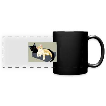 Two Cute Cats - Full Colour Panoramic Mug - black - Front