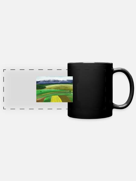 Comic Landschaft - Panorama-Tasse farbig - Schwarz