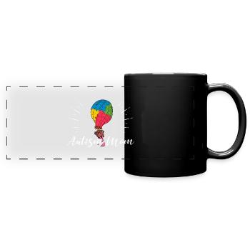Autisme maman ballon autistique pièce de puzzle - Mug panoramique uni - noir - Devant