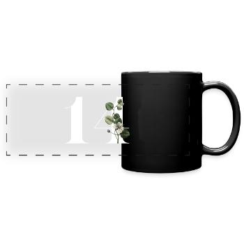 Numéro 14 floral vert -14e anniversaire floral - Mug panoramique uni - noir - Devant