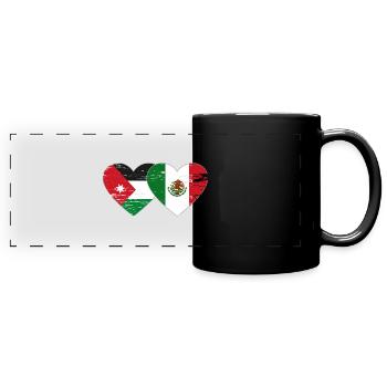 Jordanie Mexique Drapeau Coeur Utilisé - Mug panoramique uni - noir - Devant