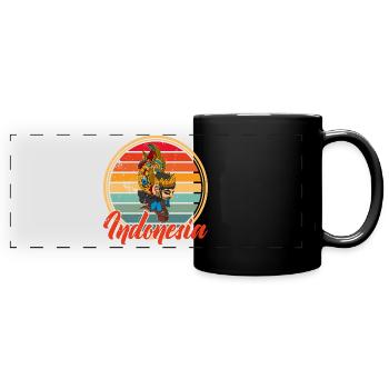 Bali Java Wayang Indonesien Ozeanien Reise - Panorama-Tasse farbig - Schwarz - Vorne