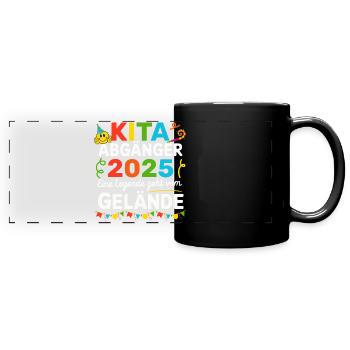 KITA Abgänger 2025 Eine Legende geht vom Gelände - Panorama-Tasse farbig - Schwarz - Vorne