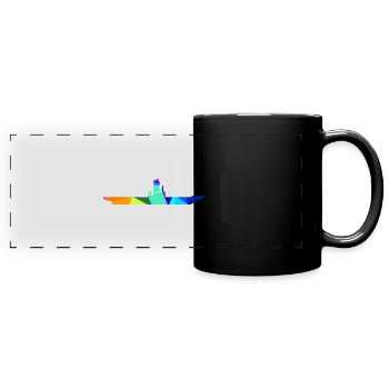 Aircraft Carrier Rainbow Polygon Ships - Full Colour Panoramic Mug - black - Front