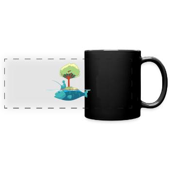 Art de poisson pêcheur pêcheur à la ligne - Mug panoramique uni - noir - Devant