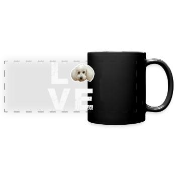 Love Pudel - Hundehalter, Hund, Spaziergang - Panorama-Tasse farbig - Schwarz - Vorne