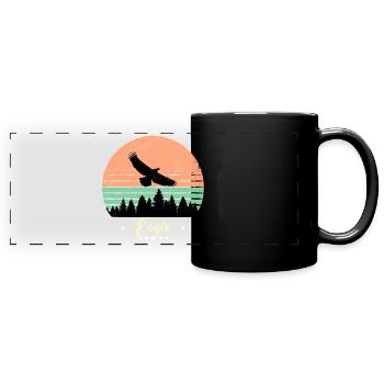 Adler Vintage Tiere Greifvogel Vogel - Panorama-Tasse farbig - Schwarz - Vorne