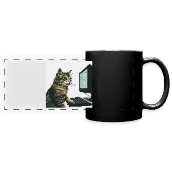 Pixelhackercat - Panorama-Tasse farbig - Schwarz - Vorne