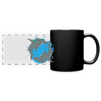 Meerestier Ozean Tier Hai Geschenk Hammerhai - Panorama-Tasse farbig - Schwarz - Vorne